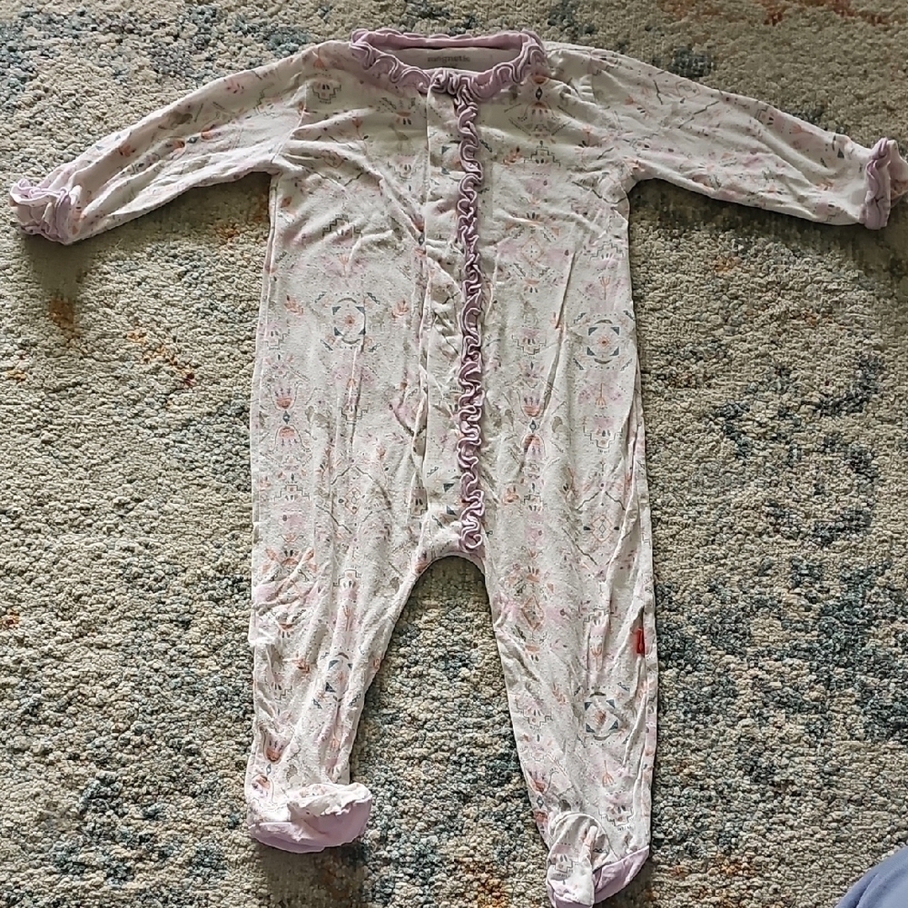 Magnetic Me Pink Footies One Piece with Long Sleeves